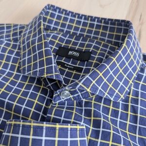 🇩🇪BOSS Blue and Yellow Casual Button Down Shirt